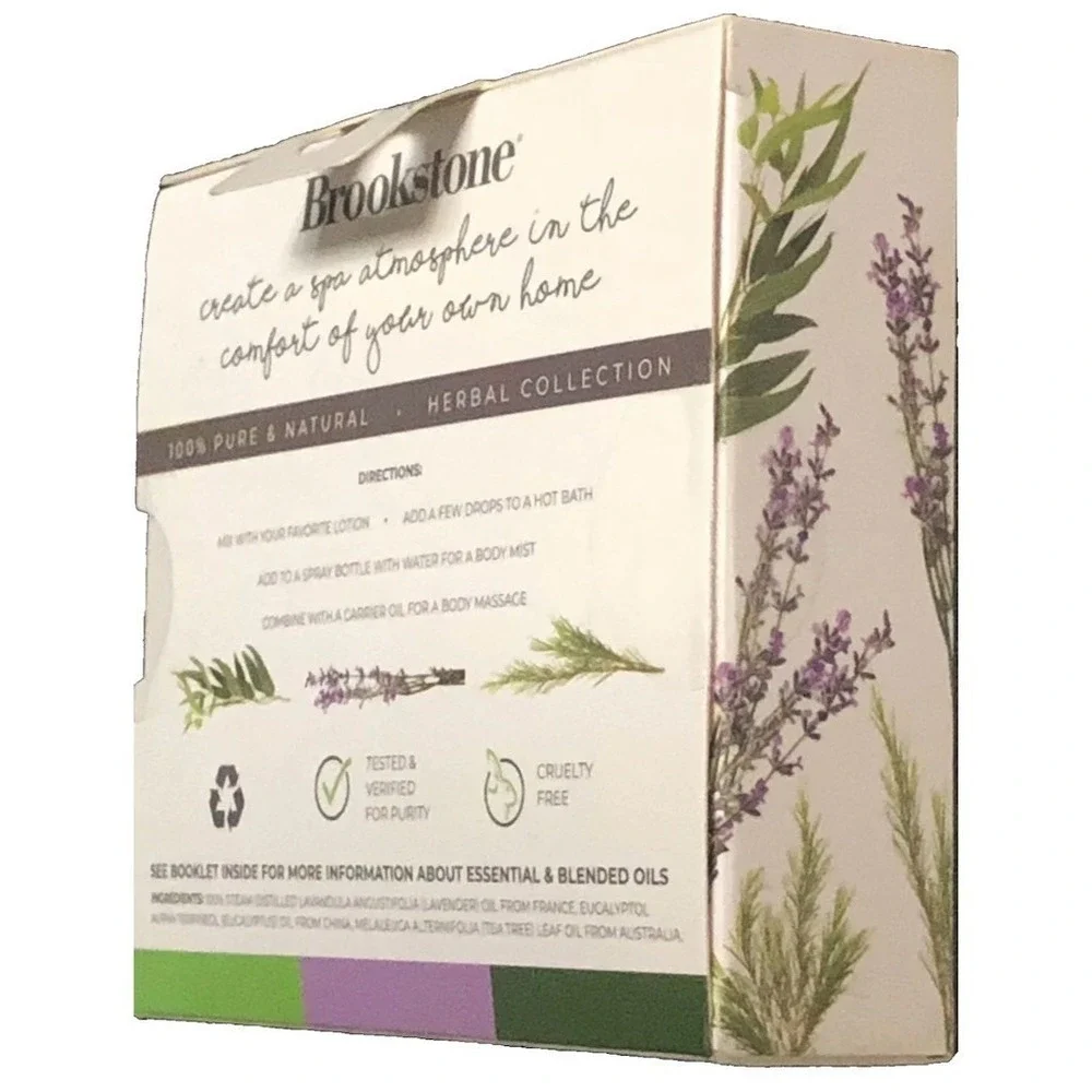 Aromatherapy Brookstone Essential Oil Set 3-Pack Euc Lavender Tea Tree 10mL Each